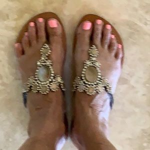 Mystique sparkly leather sandals. Size 9.